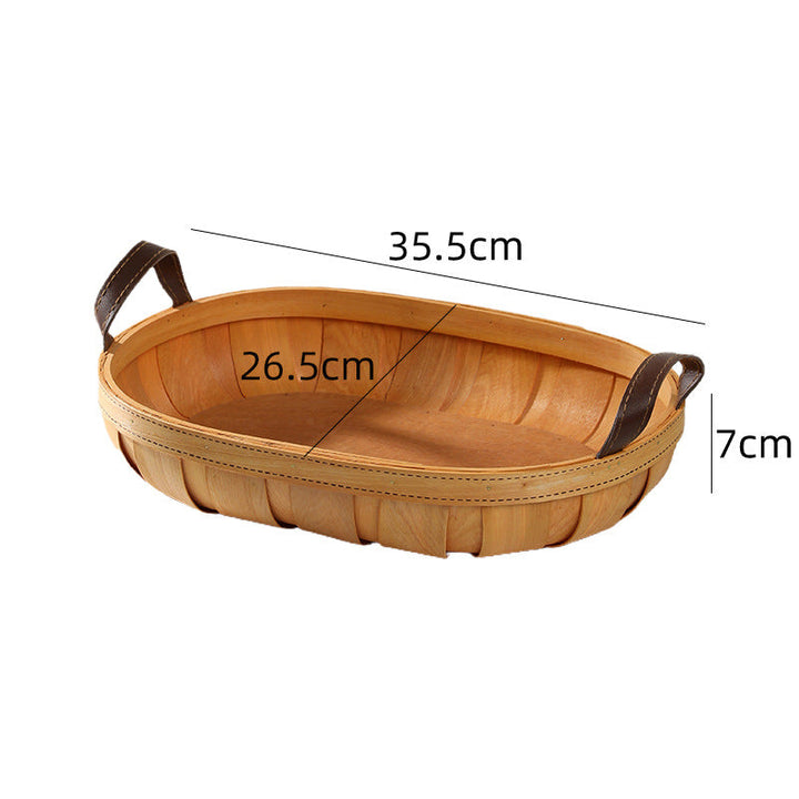 Handcrafted Oval Serving Tray with Leather Handles Kalsten