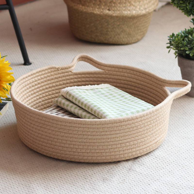 Handcrafted storage basket with handles Kalsten