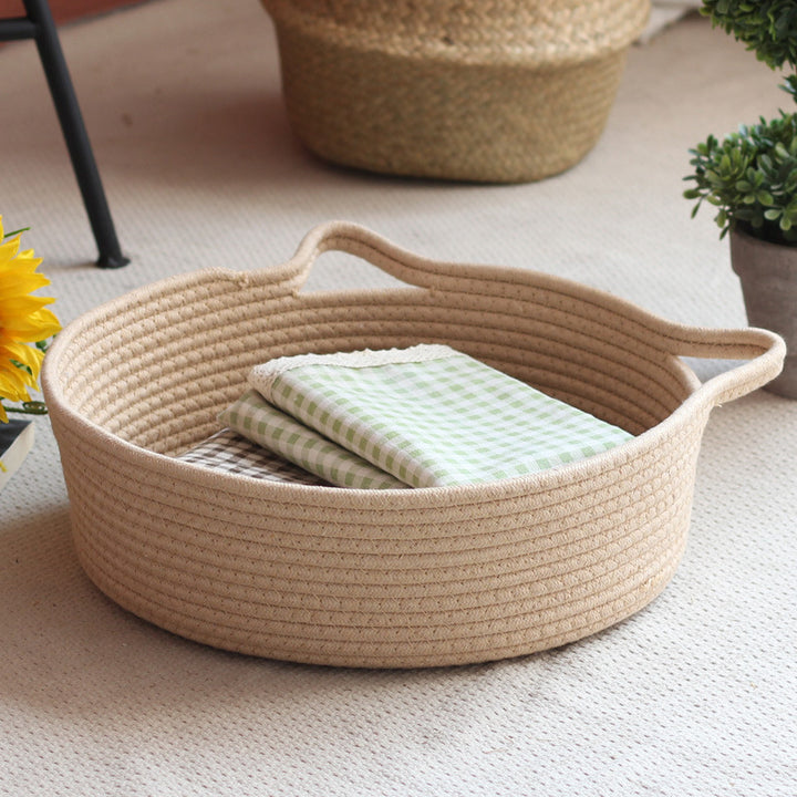 Handcrafted storage basket with handles Kalsten