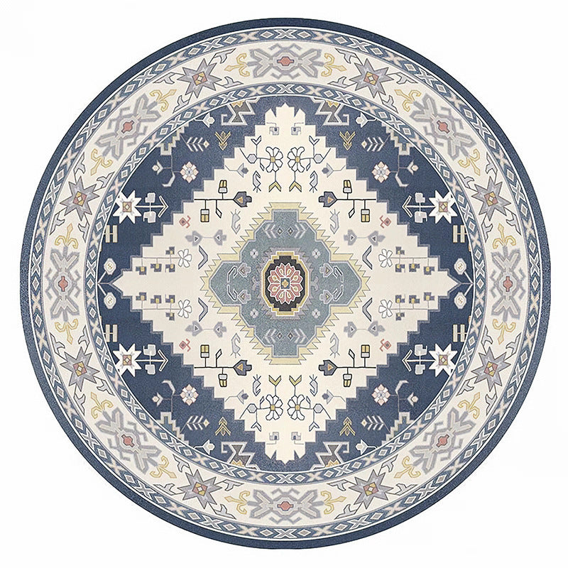 Round Vintage Floral Area Rug