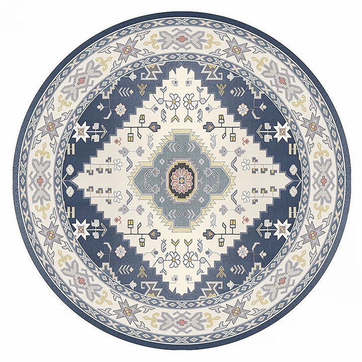 Round Vintage Floral Area Rug
