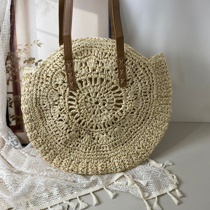 Handcrafted basket bag with unique circular pattern Kalsten