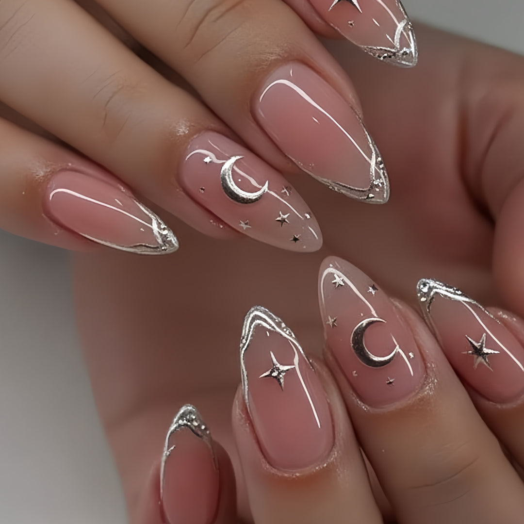 Celestial Themed Stiletto Nail Art Tips Kalsten