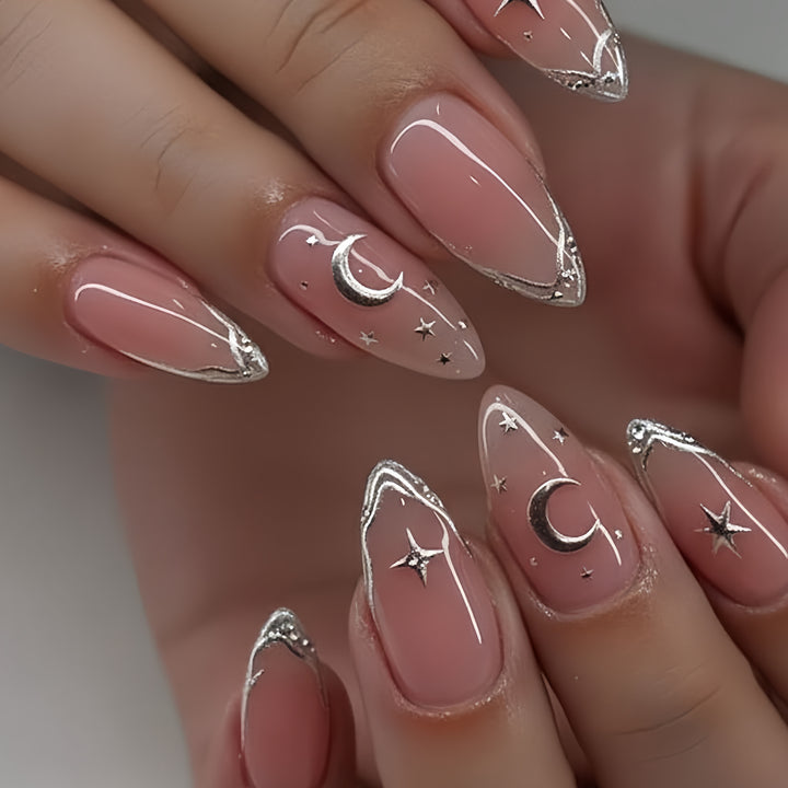 Celestial Themed Stiletto Nail Art Tips Kalsten