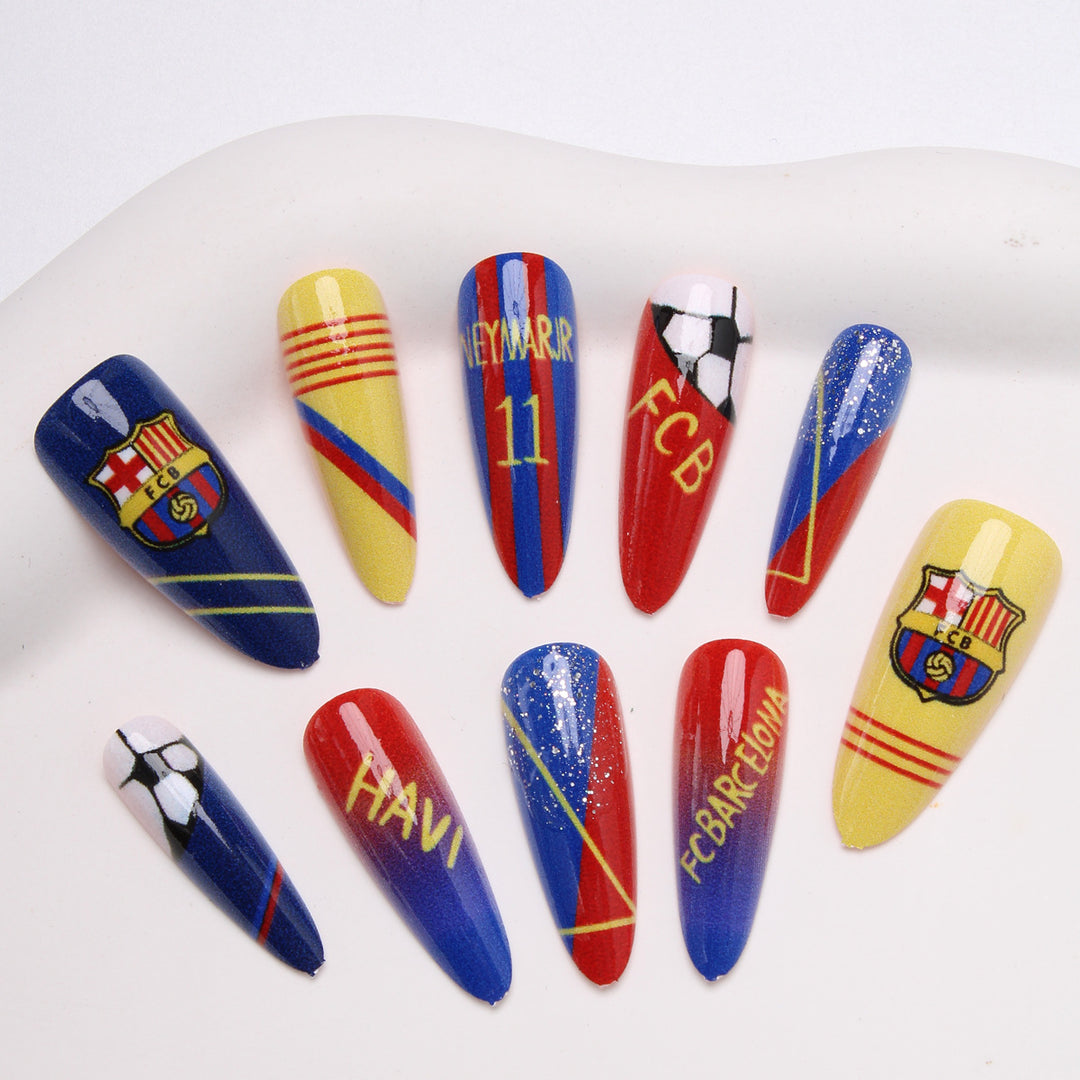 Sports-Themed Stiletto Press-On Nails Kalsten