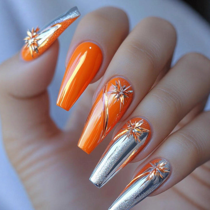 Artificial nails with glitter and metallic accents Kalsten