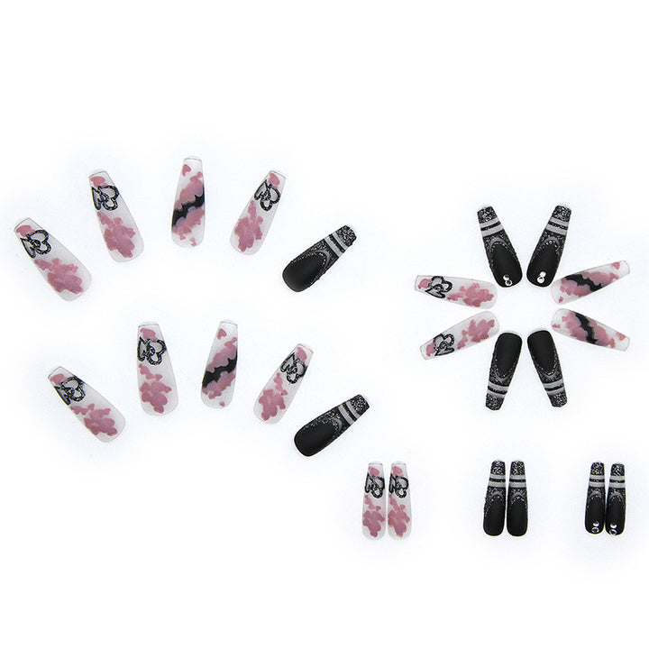 Artificial nail set with creative 3D elements and sparkling accents Kalsten