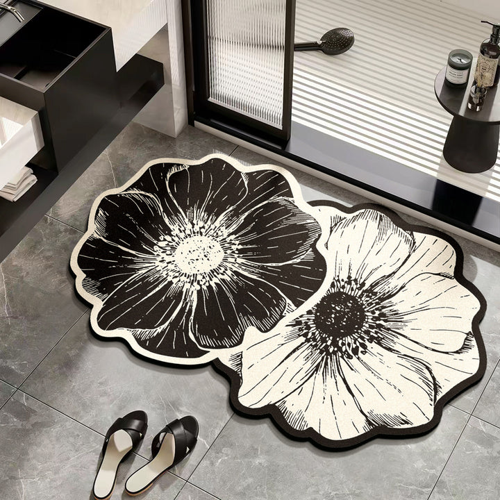Elegant Floral Design Bath Mat for Bathrooms