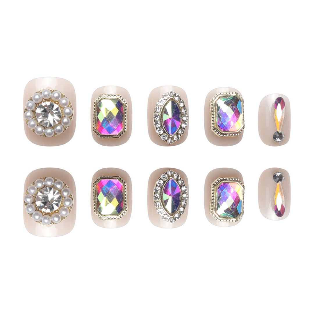Elegant Decorative Gem-Embellished Press-On Nails Kalsten