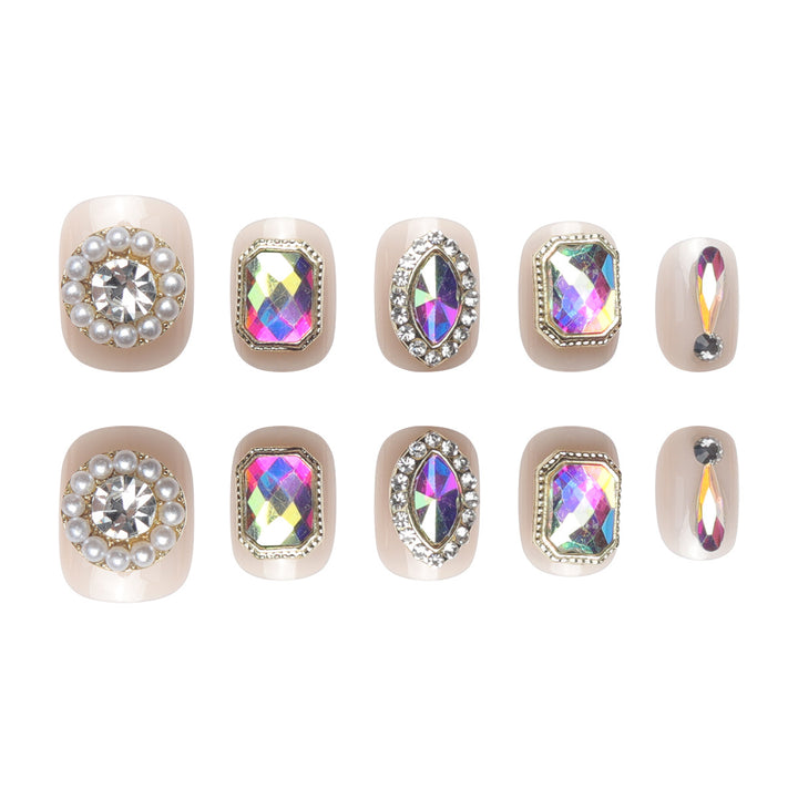 Elegant Decorative Gem-Embellished Press-On Nails Kalsten