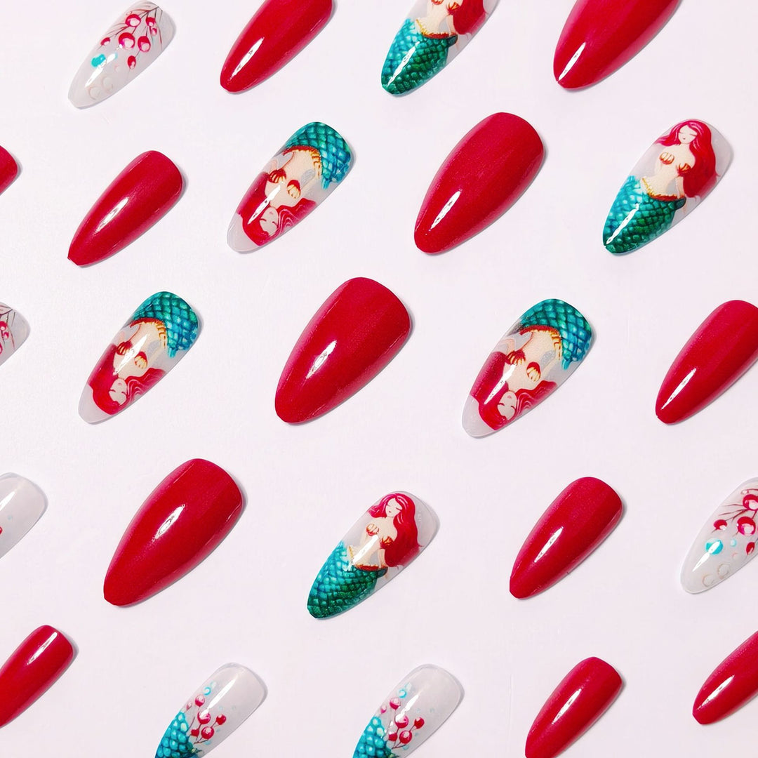 Mermaid motif artificial nails Kalsten