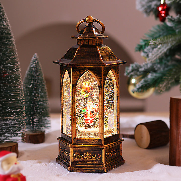 Nostalgic Christmas lantern with snowman scene Kalsten