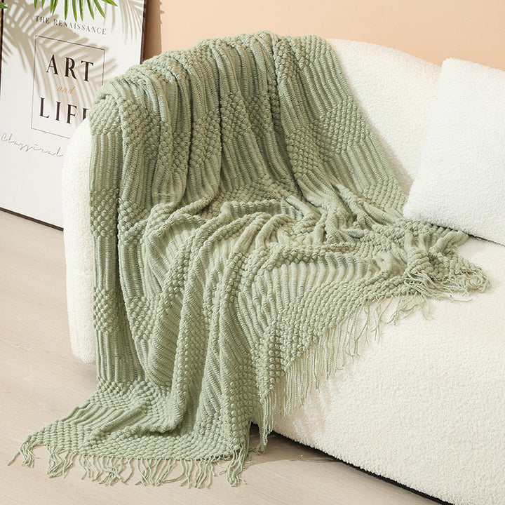 Women's stylish living room throw blanket with fringe pattern Kalsten