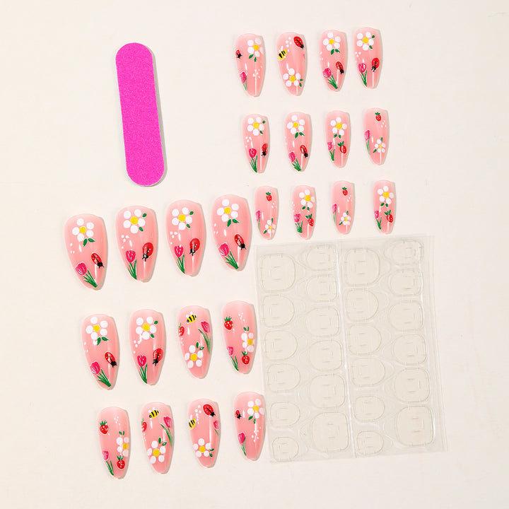 Floral-Themed Stiletto Nail Art Kalsten