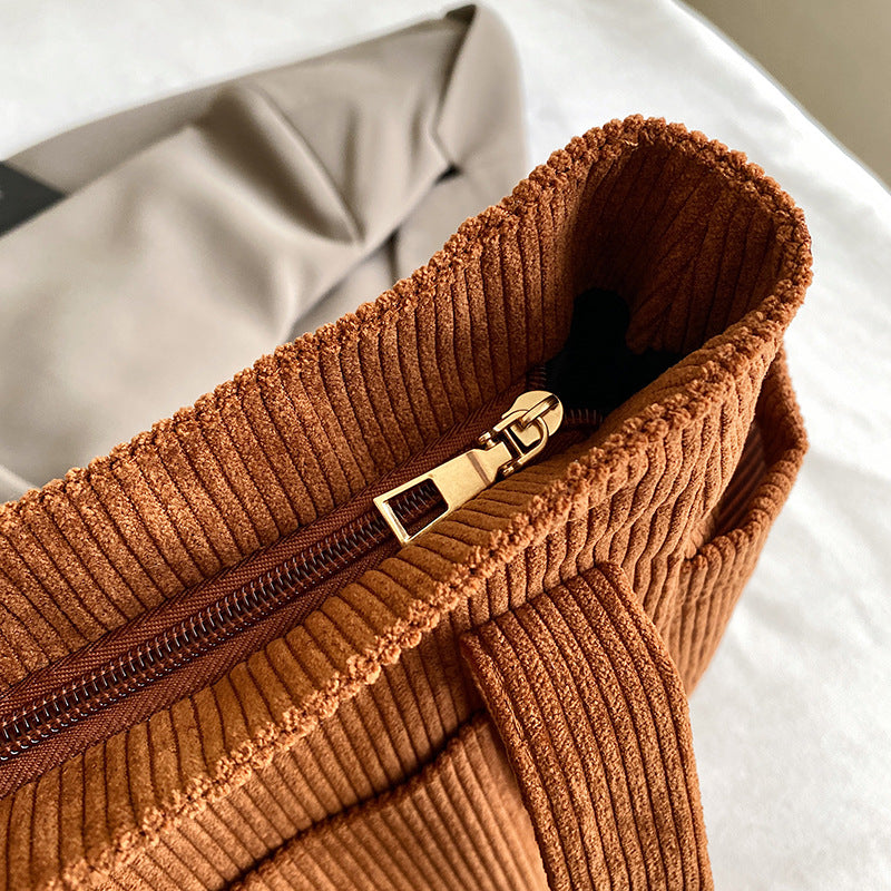 Textured Corduroy Tote Bag