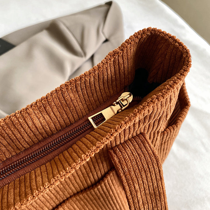 Textured Corduroy Tote Bag
