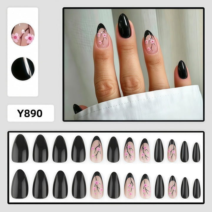 Trendy Artificial Nails with Floral Accents Kalsten