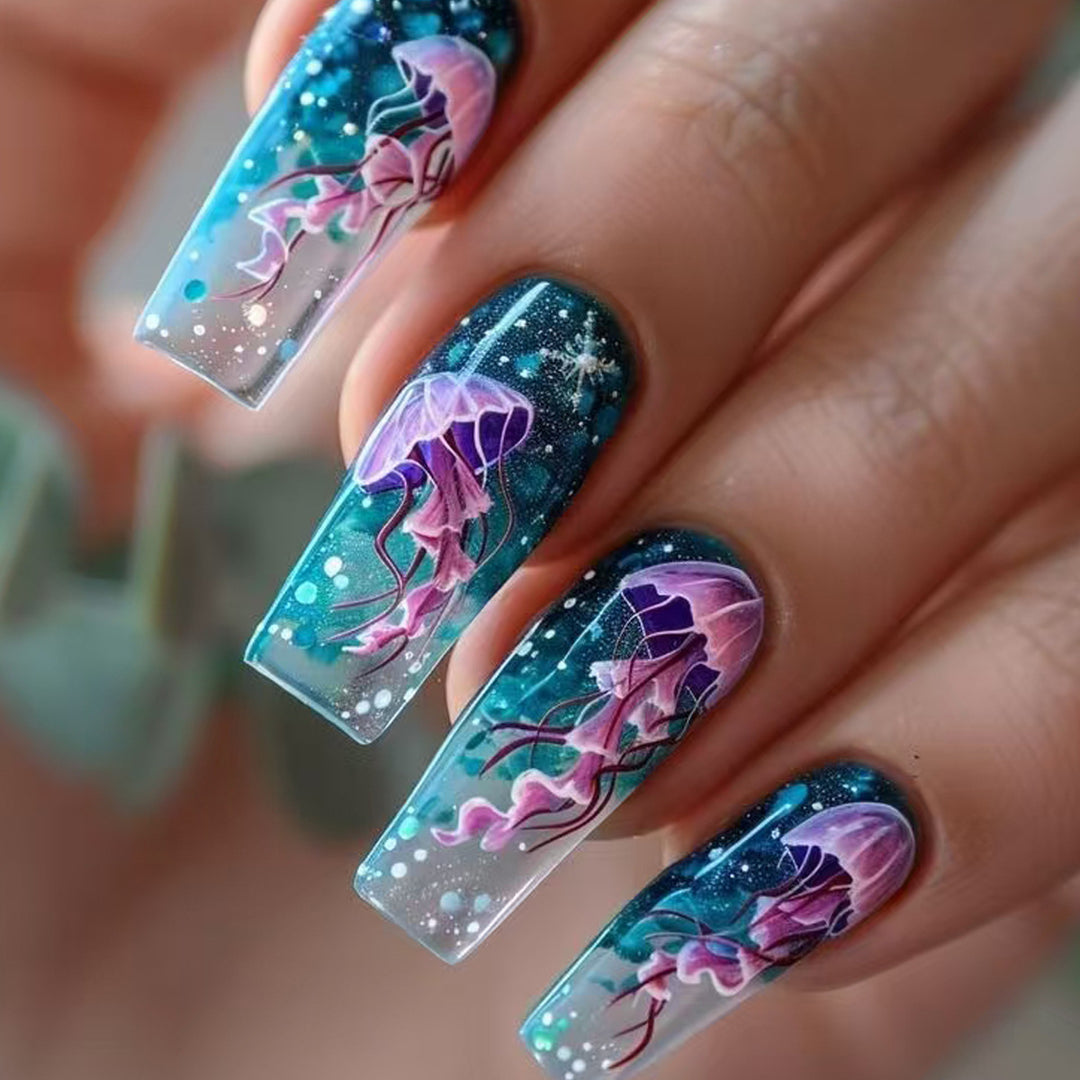 Artificial nails with impressive jellyfish design Kalsten