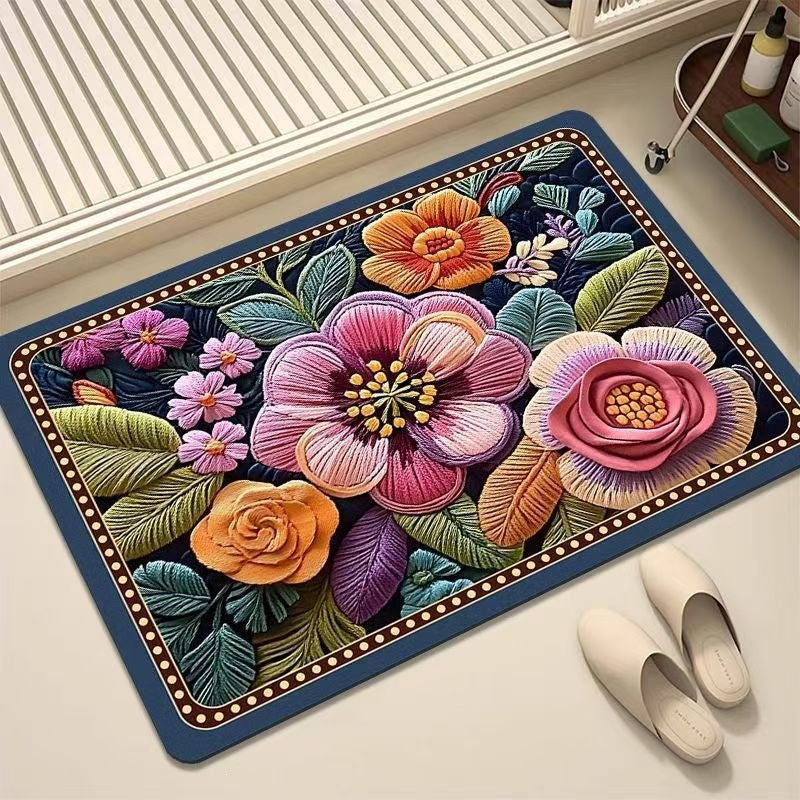 Luxurious Embroidered Floral Area Rug Kalsten
