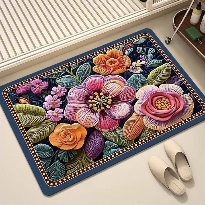 Luxurious Embroidered Floral Area Rug Kalsten