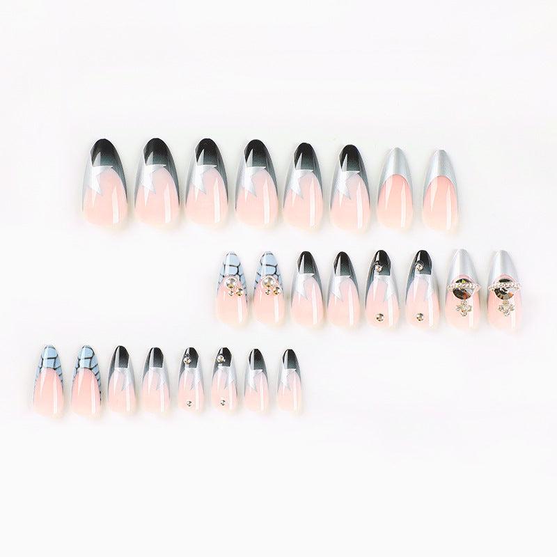 Artful acrylic nails with elegant 3D decorations and glitter effects Kalsten