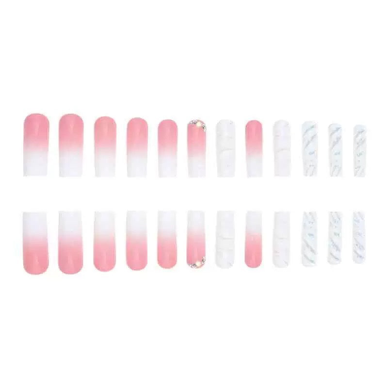 Artificial nail set with glamorous 3D accents and transparent design Kalsten
