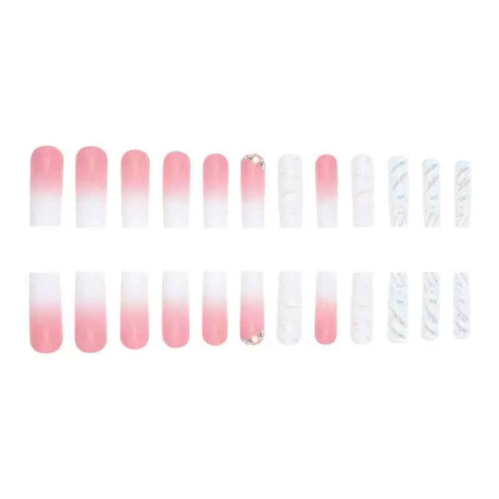 Artificial nail set with glamorous 3D accents and transparent design Kalsten