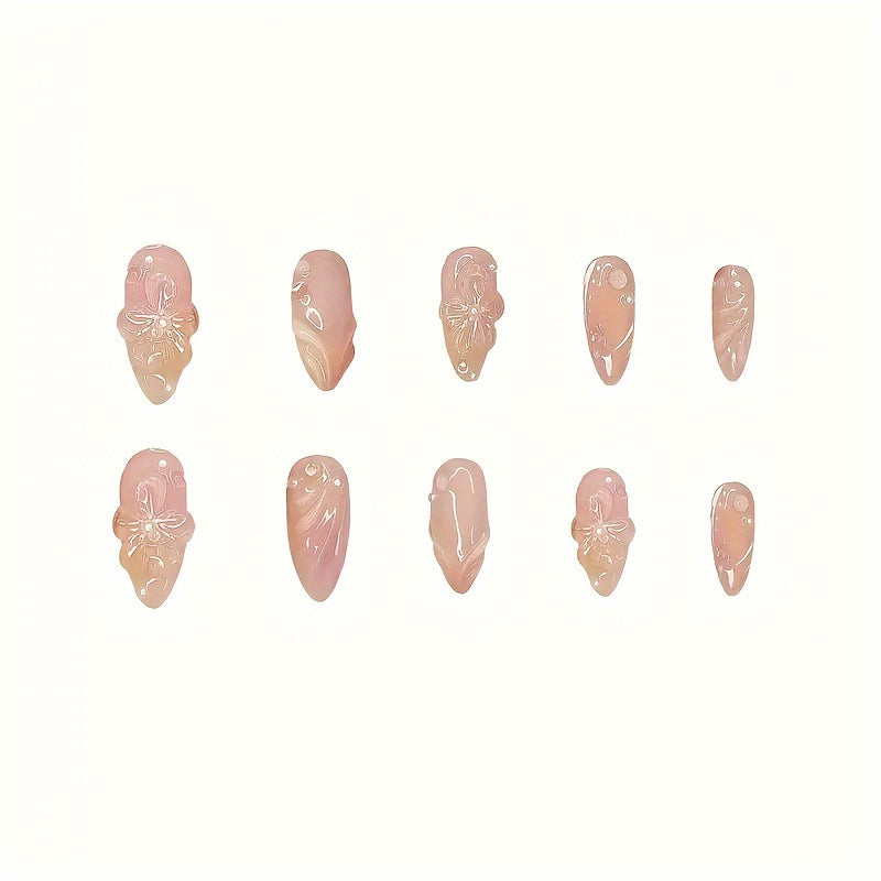 Floral-Themed Press-On Nail Art Kalsten