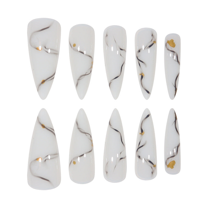 Marbled Design Elegant Stiletto Press-On Nails Kalsten