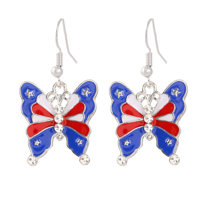 Ladies enamel earrings horseshoe with star stripe motif Kalsten