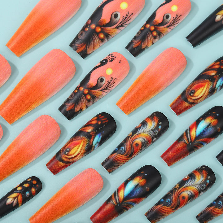 Creative Nail Art Set with Colorful Feather Designs Kalsten