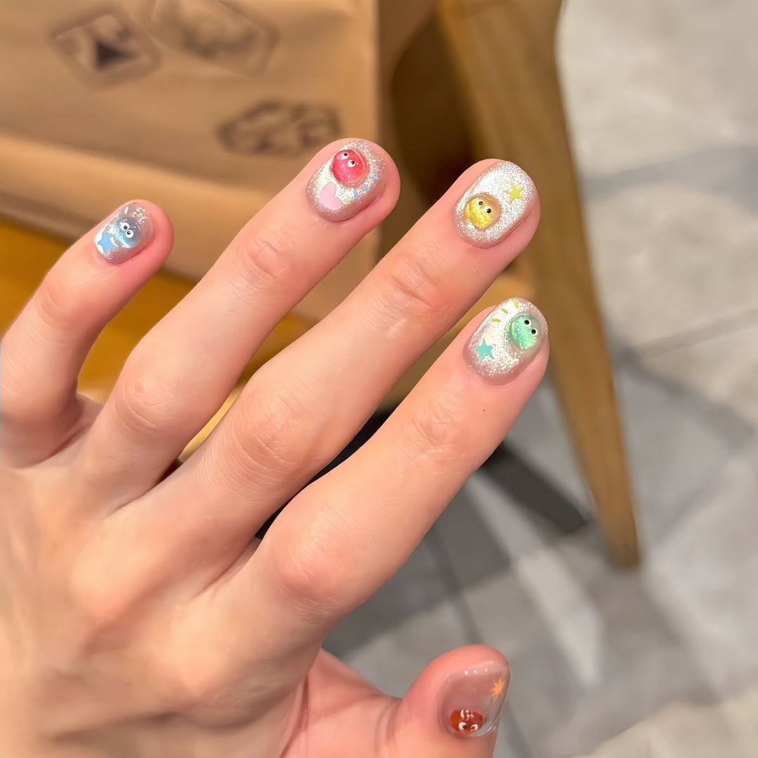 Creative Art Nail Tips with Playful Animal Design Kalsten
