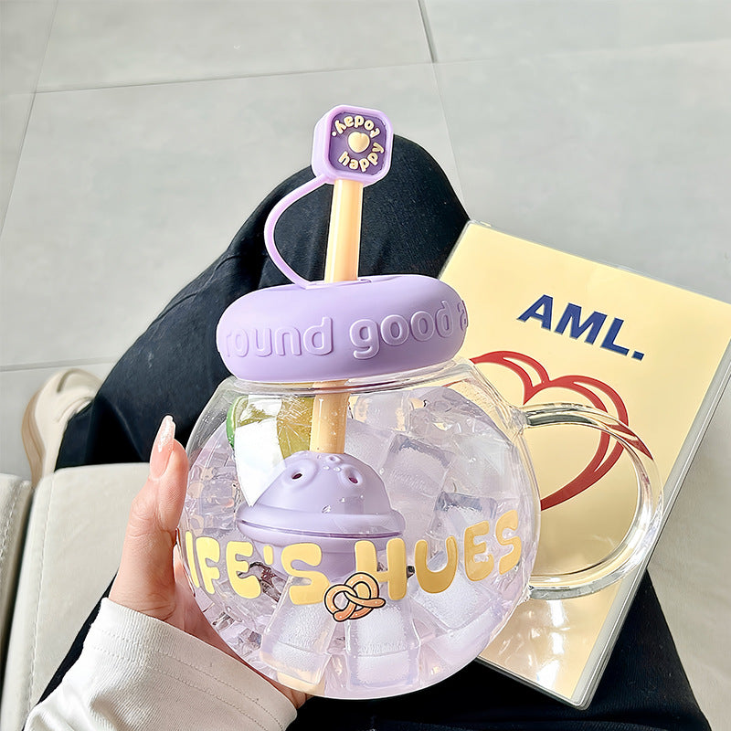 Women's drink container with integrated straw and cheerful fruit style design Kalsten