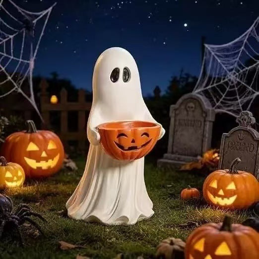 Decorative Ghost Figure with Pumpkin Lantern Kalsten