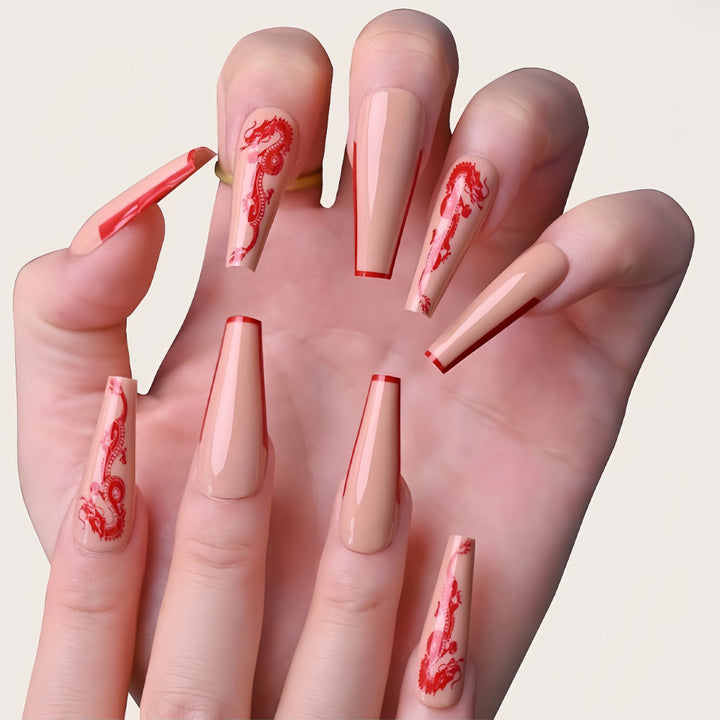 Art nails with dragon motif Kalsten