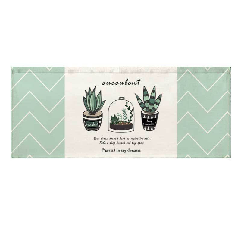 Printed Succulent Watercolor Runner Rug Mat for Kitchen and Entry