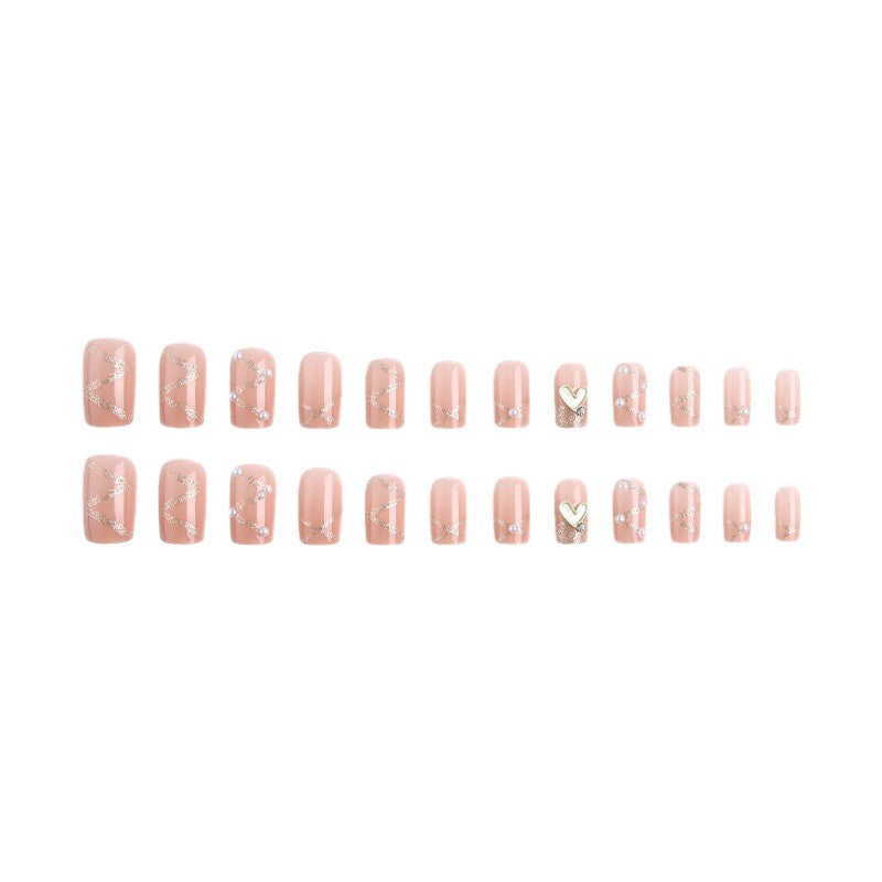 Artificial nail set with elegant pearl and glitter accents Kalsten