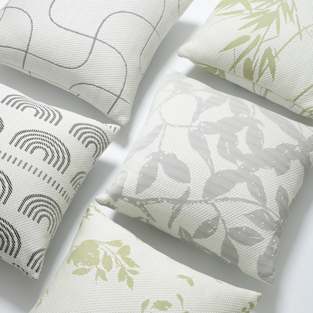 Jacquard pillowcase with textured waffle weave and delicate leaf pattern Kalsten
