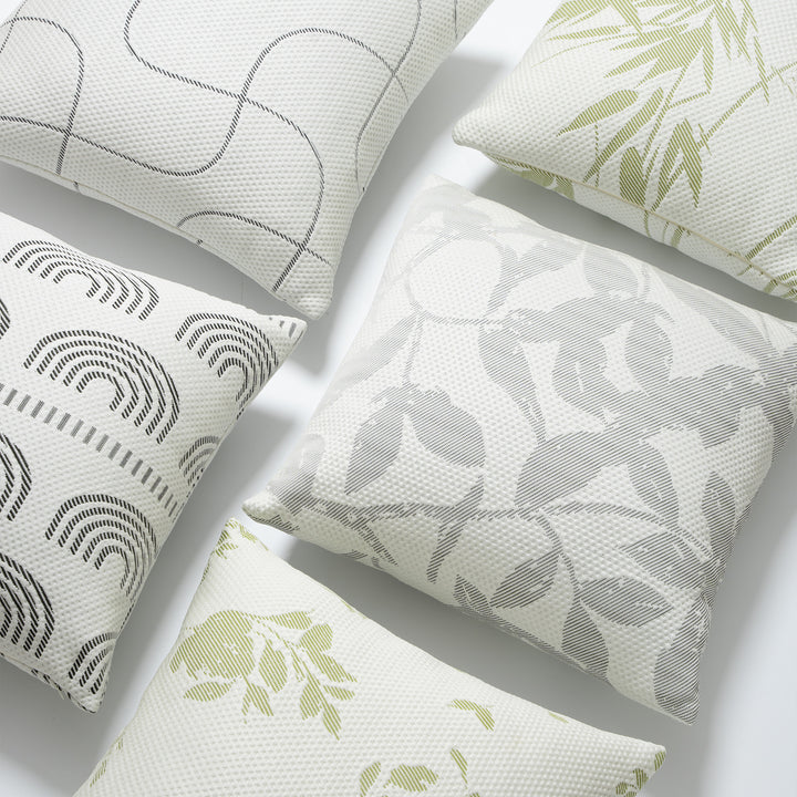 Jacquard pillowcase with textured waffle weave and delicate leaf pattern Kalsten