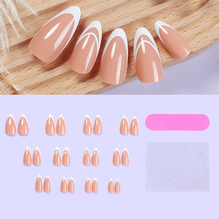 Elegant Press-On Nail Set with French Tip Design Kalsten 1788496283