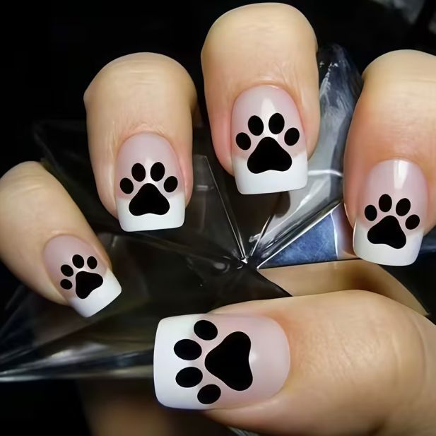 Artistic Paw Print Acrylic Nail Art Extensions Kalsten