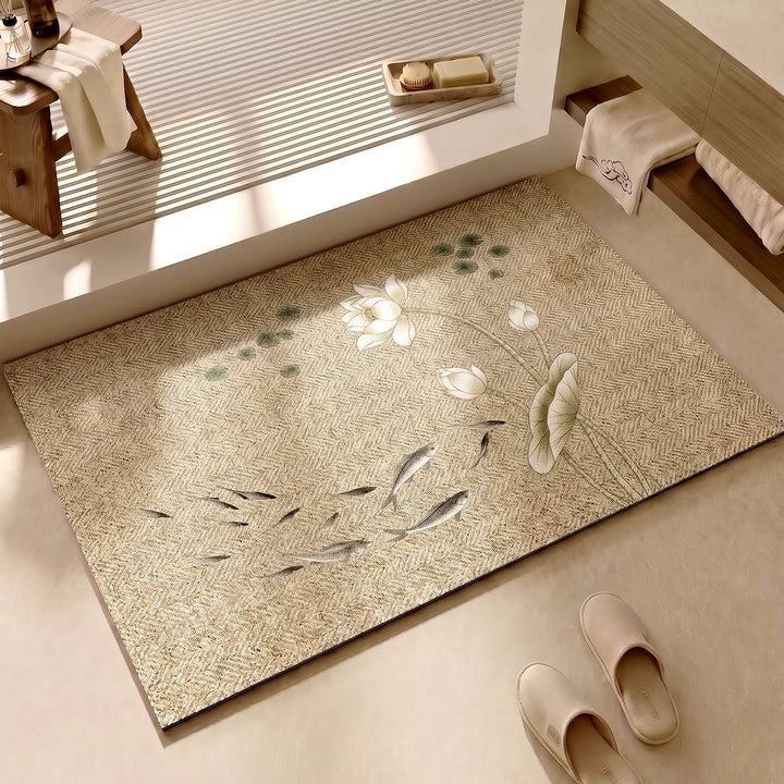 Decorative Floral Pattern Bath Mat