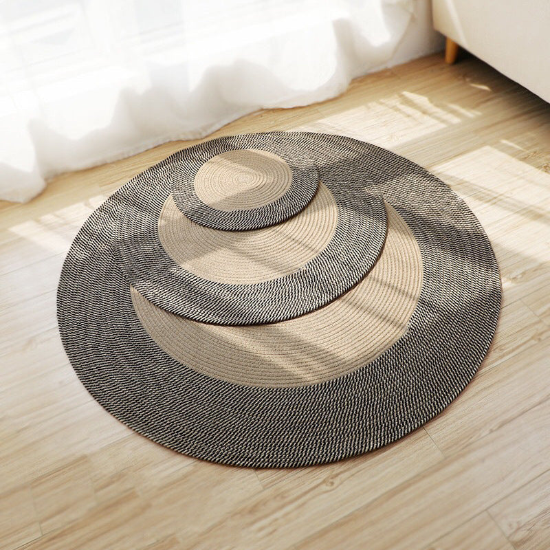 Rustic Round Rug with Fringes Kalsten