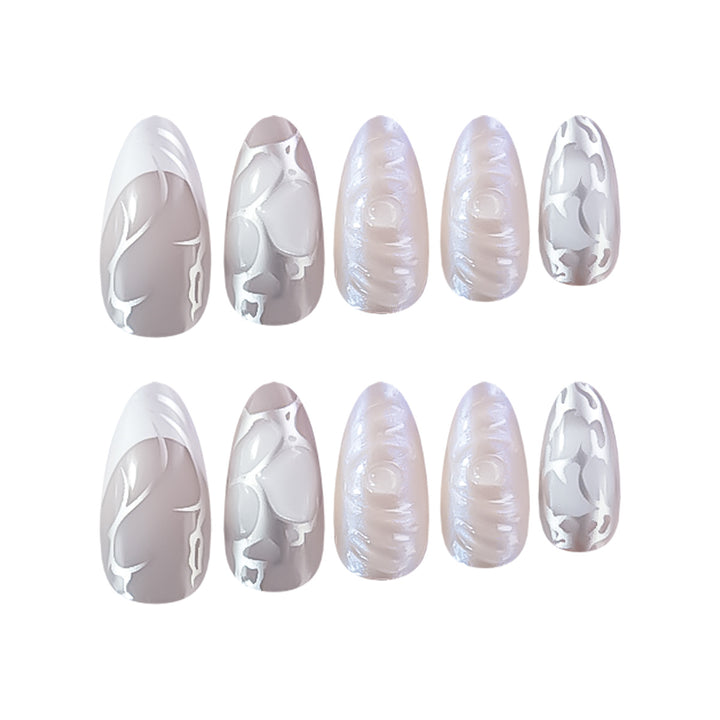 Elegant Stiletto Nail Extensions with Decorative Silver Accents Kalsten