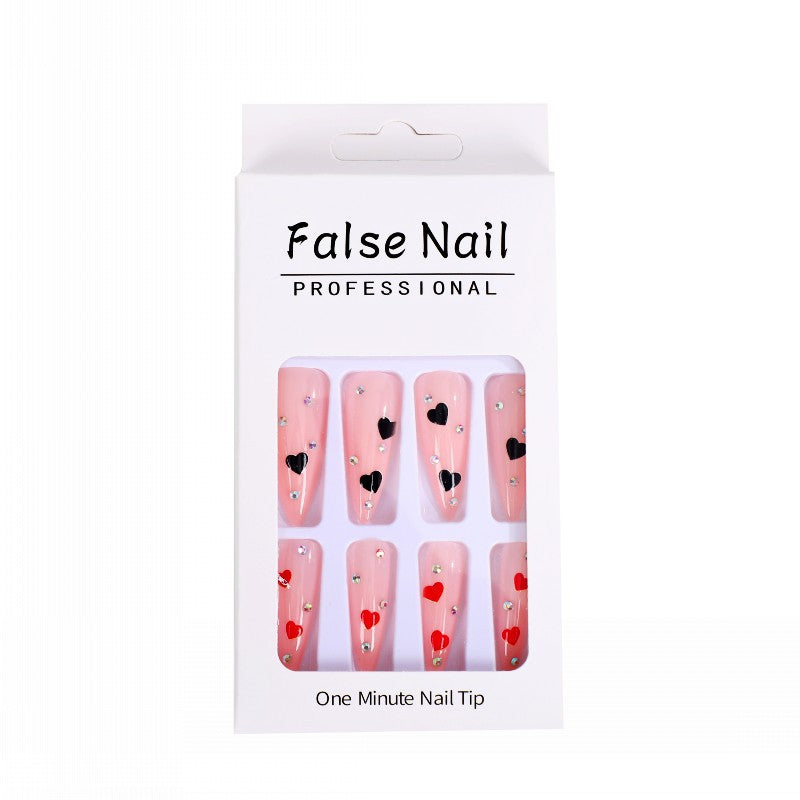 Glamorous artificial nails with heart accents Kalsten