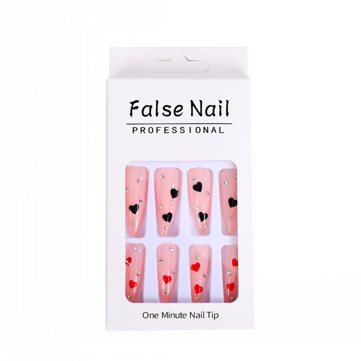 Glamorous artificial nails with heart accents Kalsten