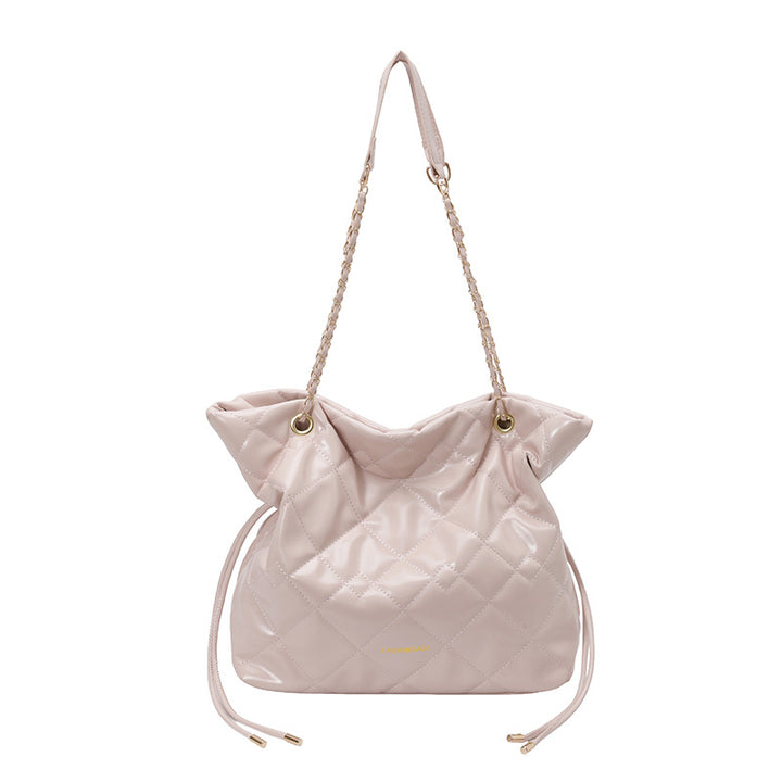 Quilted Patent Leather Slouchy Tote Bag