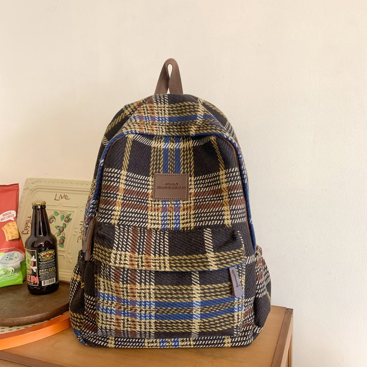 Cozy Plaid Patterned School Backpack Kalsten