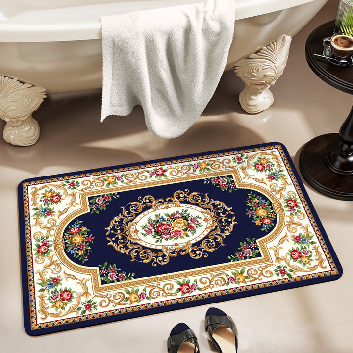 Floral Design Absorbent Bathroom Mat Kalsten