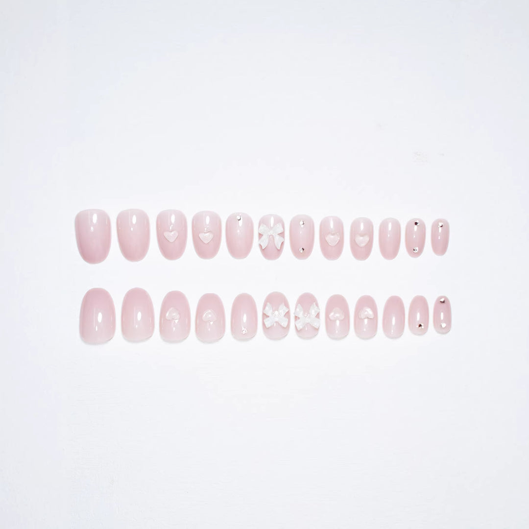 Artistic Press-On Nail Set with Elegant Bow Accents Kalsten